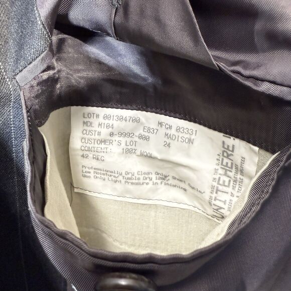 Loro Piana Hickey Freeman Mens Suit Coat Gray Pin Stripe Size 42R - Picture 5 of 14